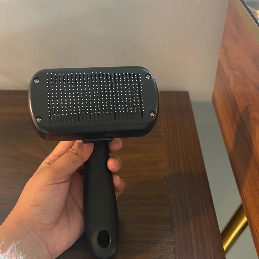 Pet brush with retractable bristles